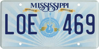 MS license plate LOE469