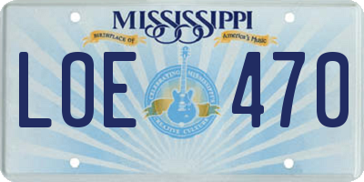 MS license plate LOE470