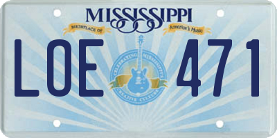 MS license plate LOE471