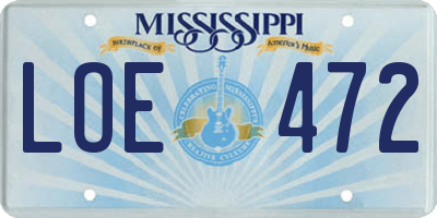 MS license plate LOE472