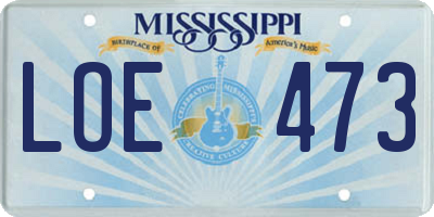 MS license plate LOE473