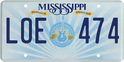 MS license plate LOE474