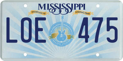 MS license plate LOE475
