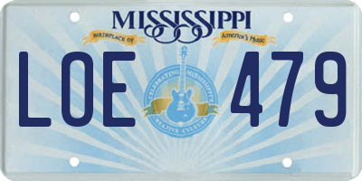 MS license plate LOE479