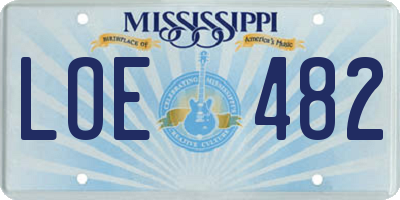 MS license plate LOE482