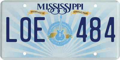 MS license plate LOE484