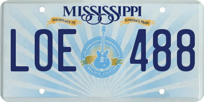 MS license plate LOE488
