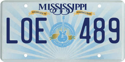MS license plate LOE489