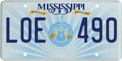 MS license plate LOE490
