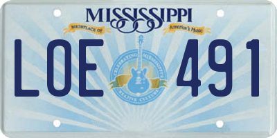 MS license plate LOE491