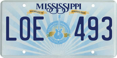 MS license plate LOE493