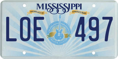 MS license plate LOE497