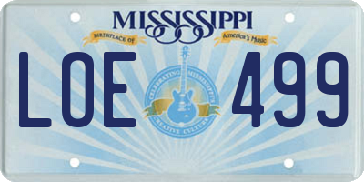 MS license plate LOE499