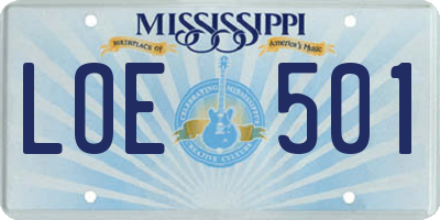 MS license plate LOE501