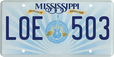 MS license plate LOE503