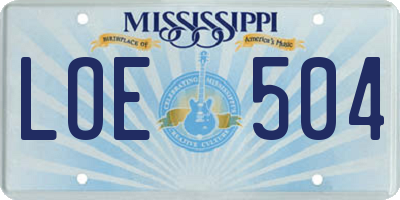 MS license plate LOE504
