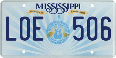 MS license plate LOE506