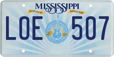 MS license plate LOE507