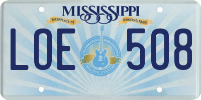 MS license plate LOE508