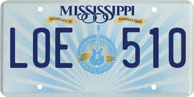 MS license plate LOE510