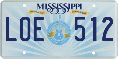 MS license plate LOE512