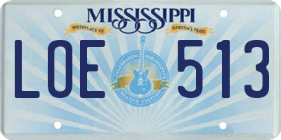 MS license plate LOE513