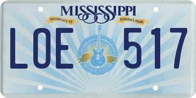 MS license plate LOE517