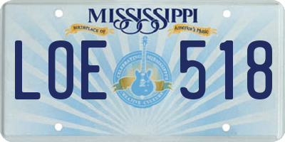 MS license plate LOE518
