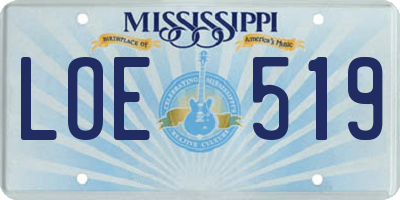 MS license plate LOE519