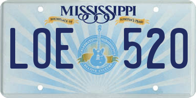 MS license plate LOE520