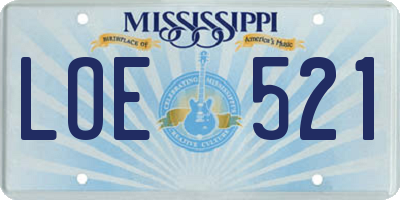 MS license plate LOE521