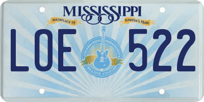 MS license plate LOE522
