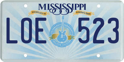 MS license plate LOE523