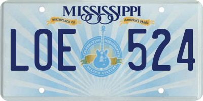 MS license plate LOE524