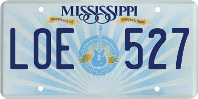 MS license plate LOE527