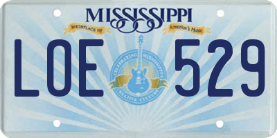MS license plate LOE529