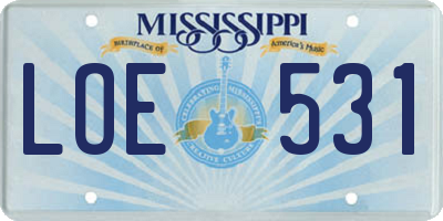 MS license plate LOE531