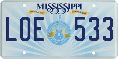 MS license plate LOE533