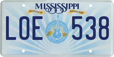 MS license plate LOE538