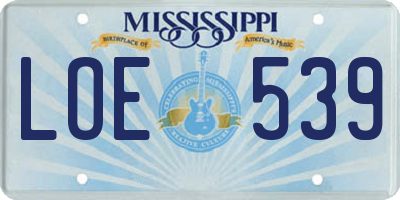 MS license plate LOE539