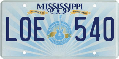 MS license plate LOE540