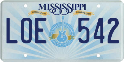 MS license plate LOE542
