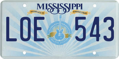 MS license plate LOE543