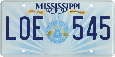 MS license plate LOE545