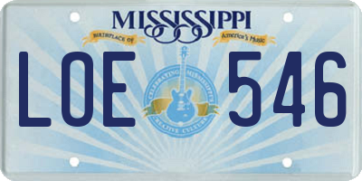 MS license plate LOE546