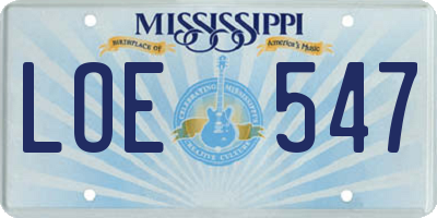 MS license plate LOE547