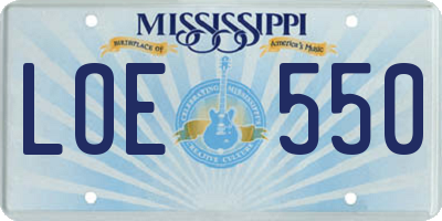 MS license plate LOE550