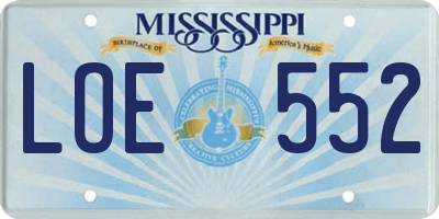 MS license plate LOE552