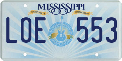 MS license plate LOE553