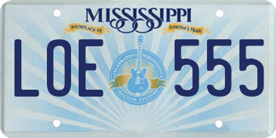 MS license plate LOE555